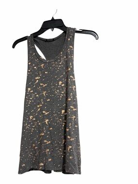 Terez Size Small Gray Gold Foil Print Racerback Tank Top Splatter Made in US